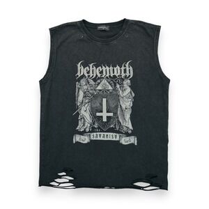 Behemoth Distressed Muscle T Shirt HEAVY METAL Death Metal XL Men's Sleeveless
